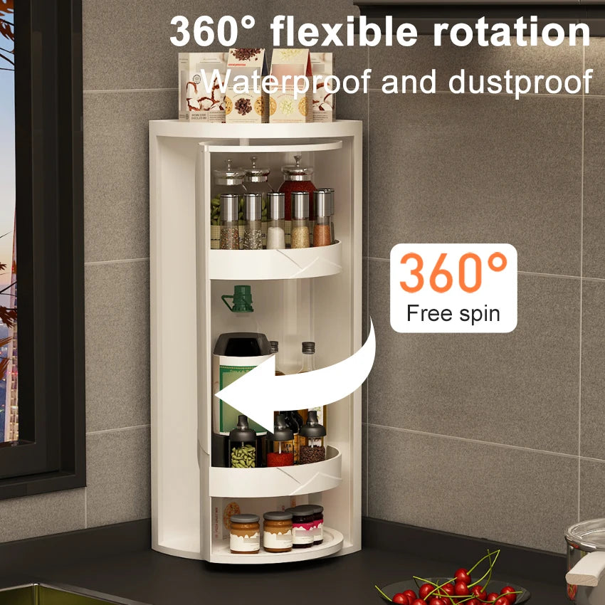 360° Rotating Kitchen Corner Storage Rack