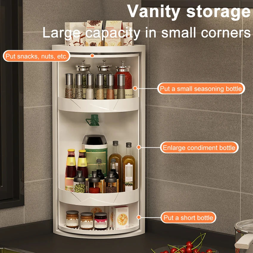 360° Rotating Kitchen Corner Storage Rack