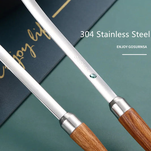 Stainless Steel Skimmer & Soup Ladle with Long Wooden Handle