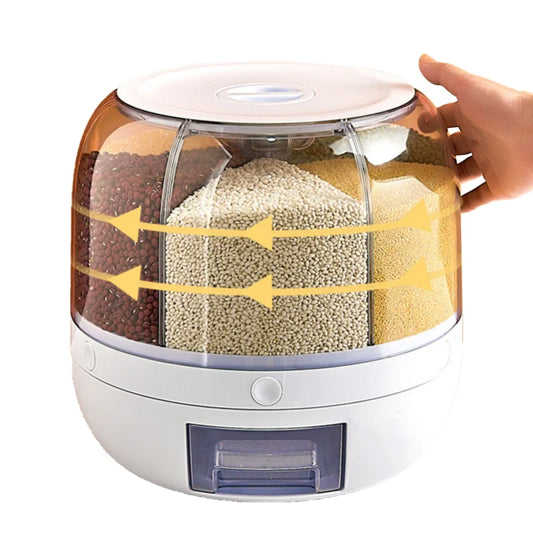 360 Degree Rotating Rice Dispenser Sealed Dry Cereal Grain Bucket