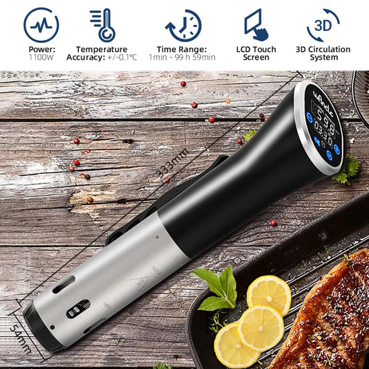 1100W Sous Vide Cooker LCD Touch Immersion Circulator Accurate Cooking IPX7 Waterproof Vacuum Cooker with Digital Display