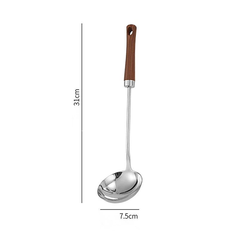 Stainless Steel Skimmer & Soup Ladle with Long Wooden Handle