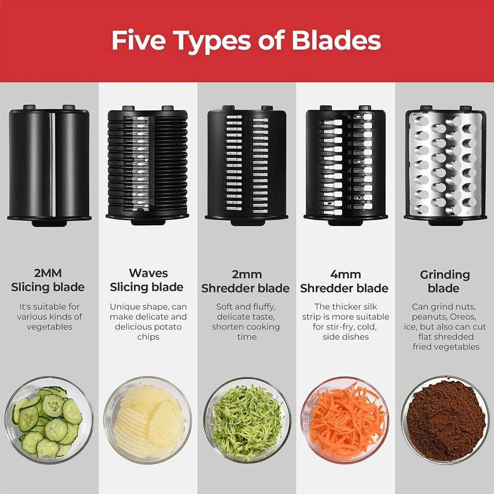  5 in 1 Electric Vegetable Slicer Shredder