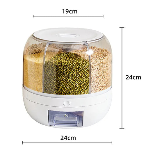 360 Degree Rotating Rice Dispenser Sealed Dry Cereal Grain Bucket