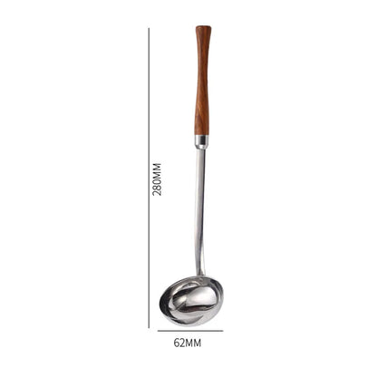 Stainless Steel Skimmer & Soup Ladle with Long Wooden Handle