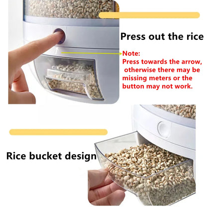 360 Degree Rotating Rice Dispenser Sealed Dry Cereal Grain Bucket