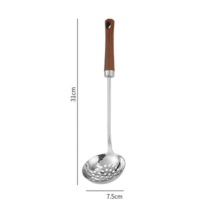 Stainless Steel Skimmer & Soup Ladle with Long Wooden Handle