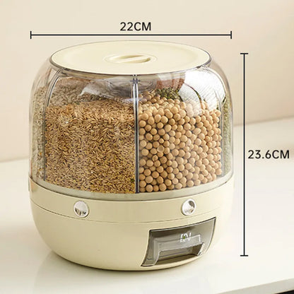 360 Degree Rotating Rice Dispenser Sealed Dry Cereal Grain Bucket