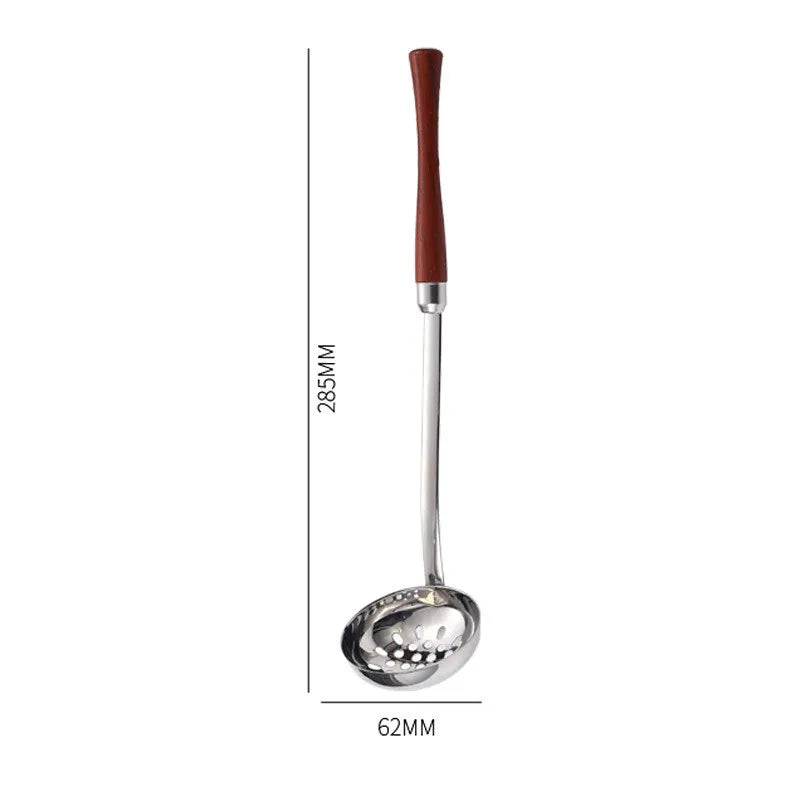 Stainless Steel Skimmer & Soup Ladle with Long Wooden Handle