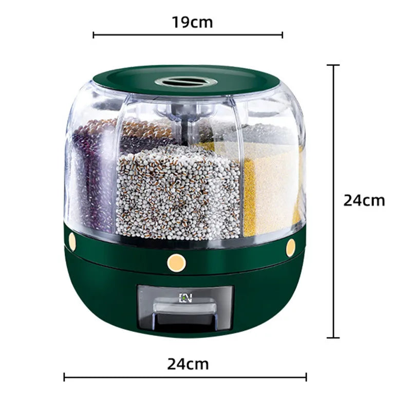 360 Degree Rotating Rice Dispenser Sealed Dry Cereal Grain Bucket