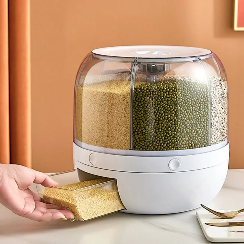 360 Degree Rotating Rice Dispenser Sealed Dry Cereal Grain Bucket