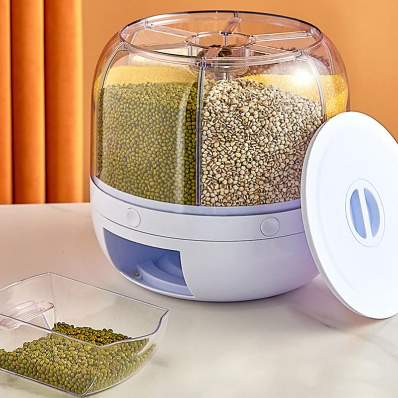 360 Degree Rotating Rice Dispenser Sealed Dry Cereal Grain Bucket